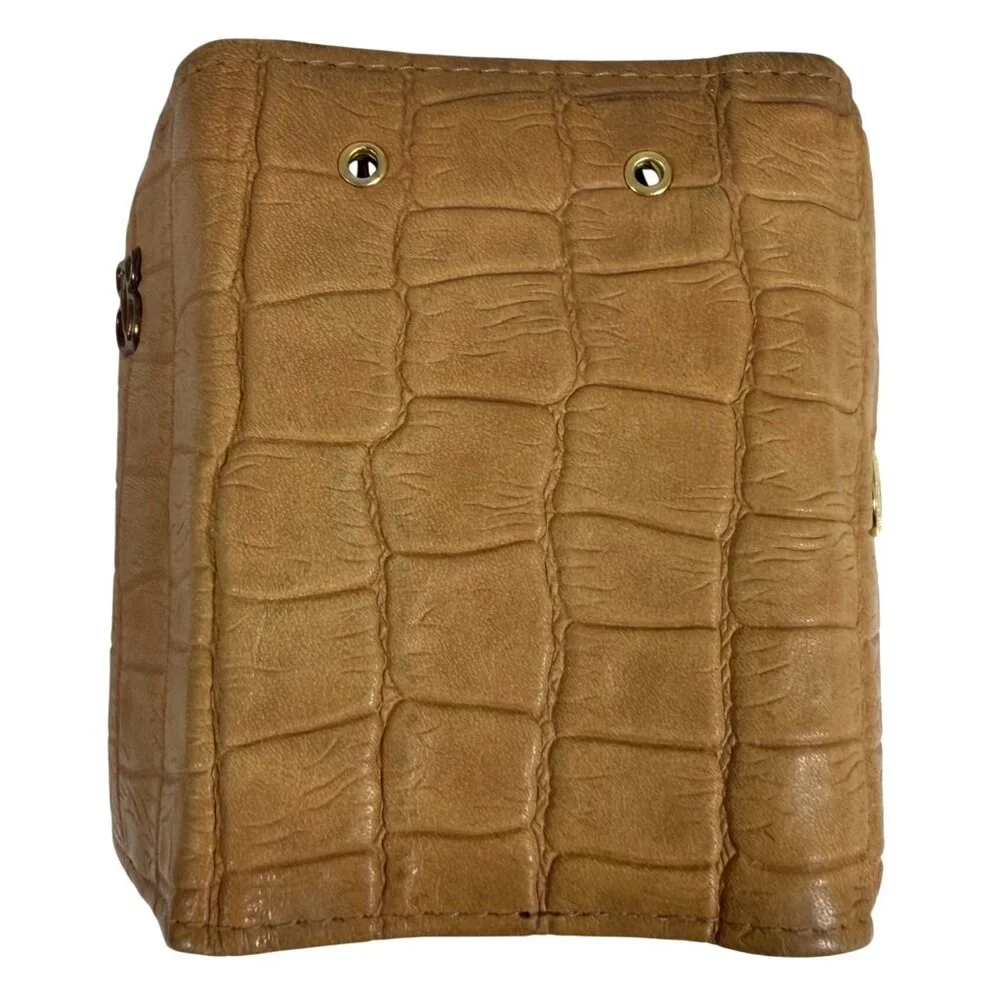 Vintage Buxton Key Tainer Croc Embossed Leather Trifold Key Holder Organizer